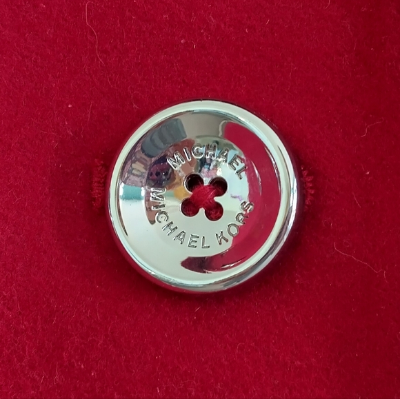 Michael Kors Red Wool Blazer Double Breasted Pea Coat Cropped Moto Jacket EUC - Picture 4 of 8